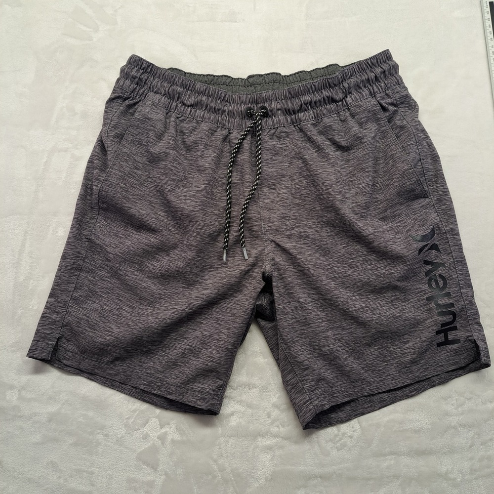 Hurley Board Shorts Mens Small Grey Good Space Dye Hybrid Swim Trunks Logo